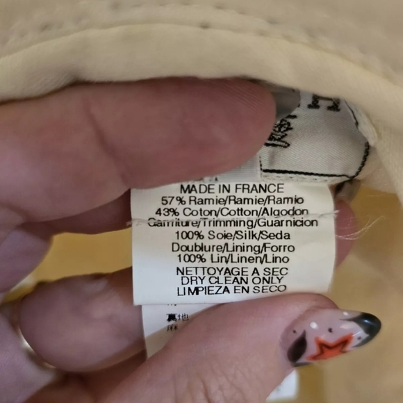 HERMES Bicolor hat bucket hat Fedora hat Silk/Linen Brown/Ivory Based - Picture 6 of 6